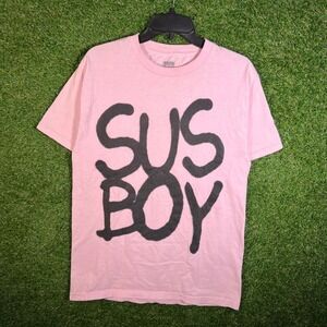 Sus Boy Pink Graphic T-Shirt Anarchy Symbol Streetwear Mens Size Medium 3500